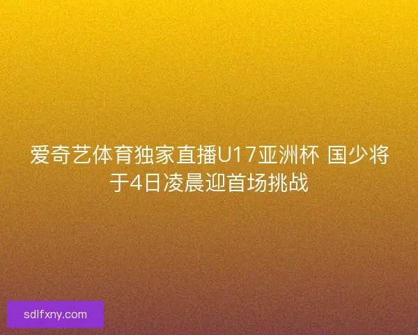 爱奇艺体育独家直播U17亚洲杯 国少将于4日凌晨迎首场挑战