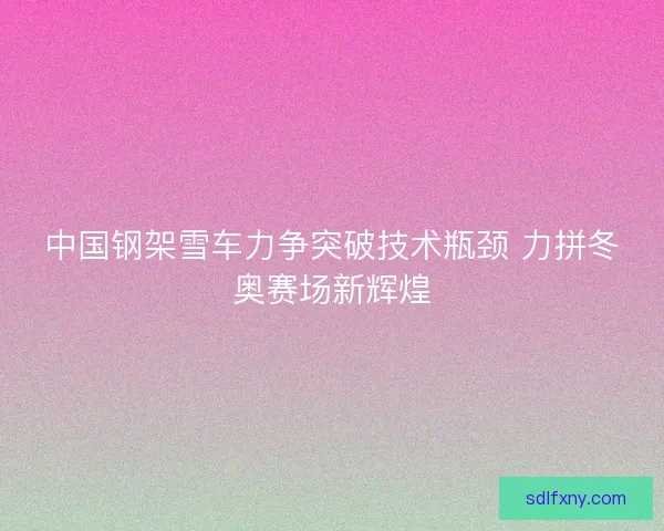中国钢架雪车力争突破技术瓶颈 力拼冬奥赛场新辉煌