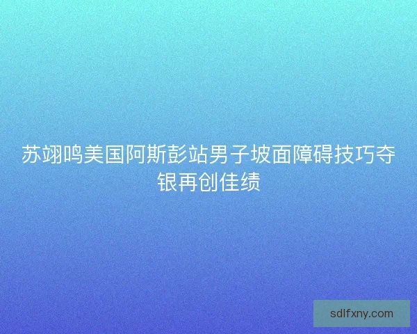 苏翊鸣美国阿斯彭站男子坡面障碍技巧夺银再创佳绩